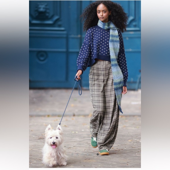 Free People NWT Easy Street Patterned Crop Size Large in Navy Combo - Picture 3 of 12